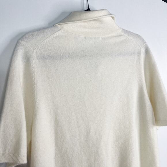 Brazeau Tricot Size 4 Cream Cashmere Collared Short Sleeve Button Front Sweater - Picture 5 of 10